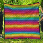 Rainbow Knitted Mexican Pattern Print Quilt