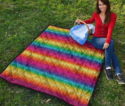 Rainbow Knitted Mexican Pattern Print Quilt