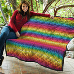 Rainbow Knitted Mexican Pattern Print Quilt