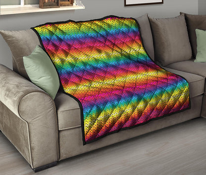 Rainbow Knitted Mexican Pattern Print Quilt