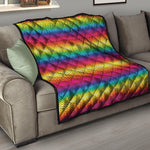 Rainbow Knitted Mexican Pattern Print Quilt
