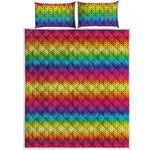 Rainbow Knitted Mexican Pattern Print Quilt Bed Set