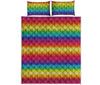 Rainbow Knitted Mexican Pattern Print Quilt Bed Set
