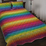 Rainbow Knitted Mexican Pattern Print Quilt Bed Set