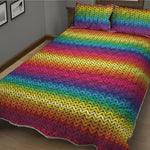 Rainbow Knitted Mexican Pattern Print Quilt Bed Set