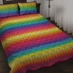 Rainbow Knitted Mexican Pattern Print Quilt Bed Set