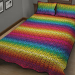 Rainbow Knitted Mexican Pattern Print Quilt Bed Set