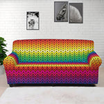 Rainbow Knitted Mexican Pattern Print Sofa Cover