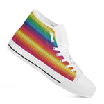 Rainbow Knitted Mexican Pattern Print White High Top Shoes