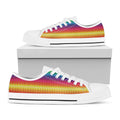 Rainbow Knitted Mexican Pattern Print White Low Top Sneakers