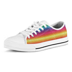 Rainbow Knitted Mexican Pattern Print White Low Top Shoes