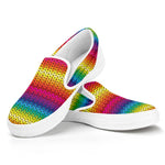 Rainbow Knitted Mexican Pattern Print White Slip On Shoes