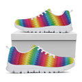 Rainbow Knitted Mexican Pattern Print White Running Shoes
