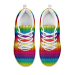 Rainbow Knitted Mexican Pattern Print White Sneakers