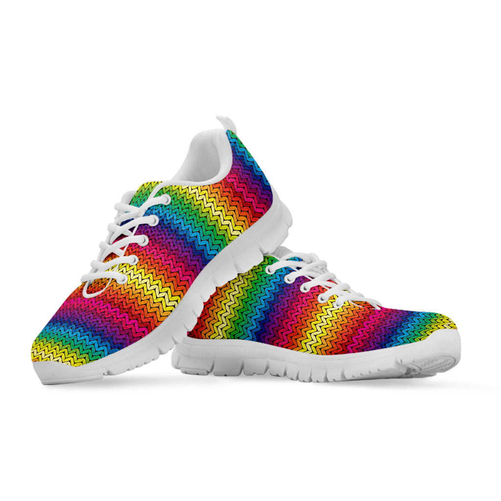 Rainbow Knitted Mexican Pattern Print White Sneakers