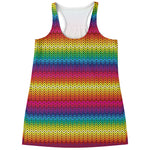 Rainbow Knitted Mexican Pattern Print Women's Racerback Tank Top