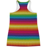 Rainbow Knitted Mexican Pattern Print Women's Racerback Tank Top