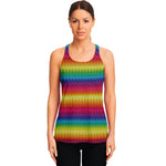 Rainbow Knitted Mexican Pattern Print Women's Racerback Tank Top