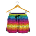 Rainbow Knitted Mexican Pattern Print Women's Shorts