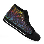 Rainbow Leopard Pattern Print Black High Top Shoes
