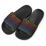 Rainbow Leopard Pattern Print Black Slide Sandals