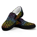 Rainbow Leopard Pattern Print Black Slip On Shoes