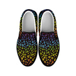 Rainbow Leopard Pattern Print Black Slip On Shoes