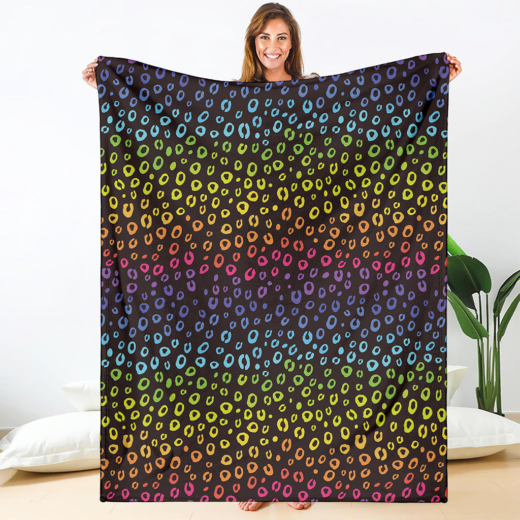 Rainbow Leopard Pattern Print Blanket