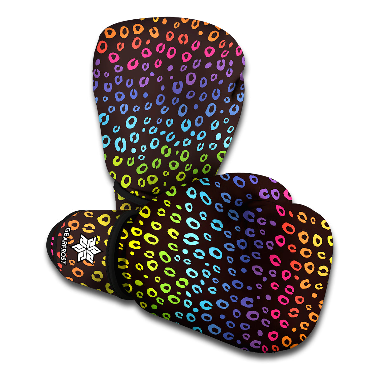 Rainbow Leopard Pattern Print Boxing Gloves