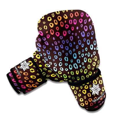 Rainbow Leopard Pattern Print Boxing Gloves