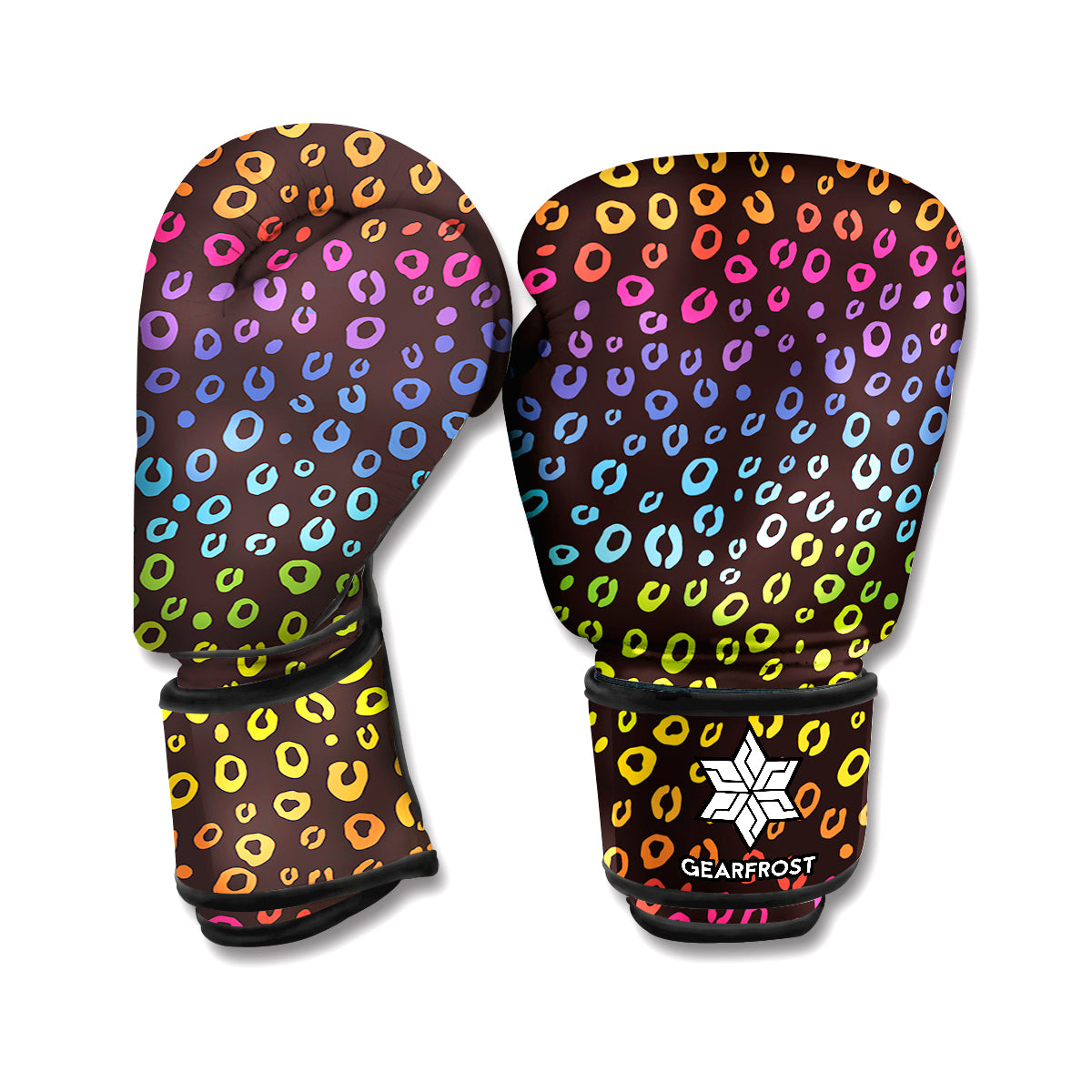 Rainbow Leopard Pattern Print Boxing Gloves