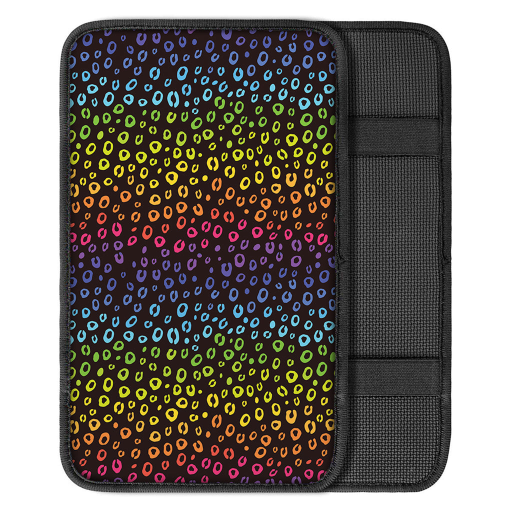 Rainbow Leopard Pattern Print Car Center Console Cover