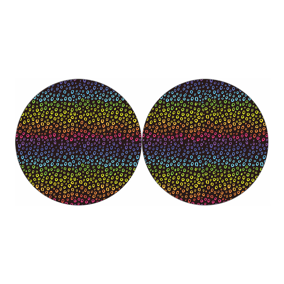 Rainbow Leopard Pattern Print Car Coasters