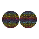 Rainbow Leopard Pattern Print Car Coasters