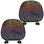 Rainbow Leopard Pattern Print Car Headrest Covers