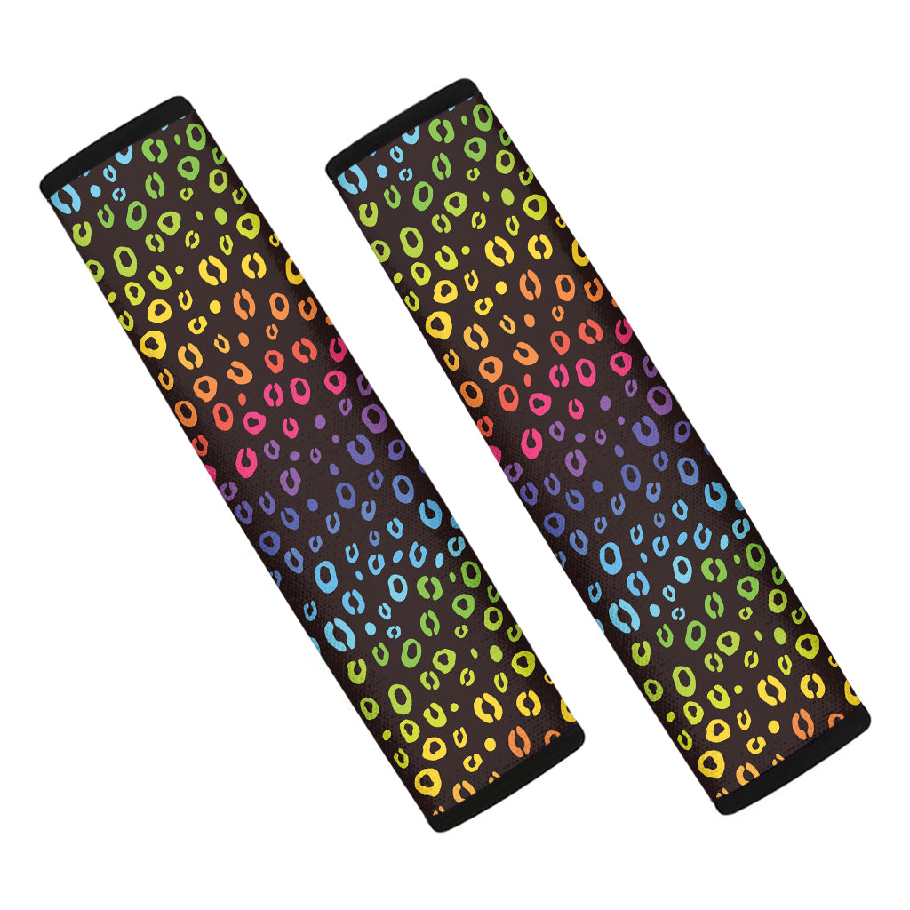 Rainbow Leopard Pattern Print Car Seat Belt Covers