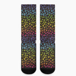 Rainbow Leopard Pattern Print Crew Socks