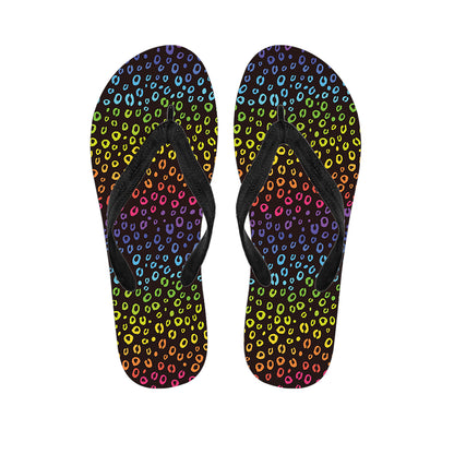 Rainbow Leopard Pattern Print Flip Flops
