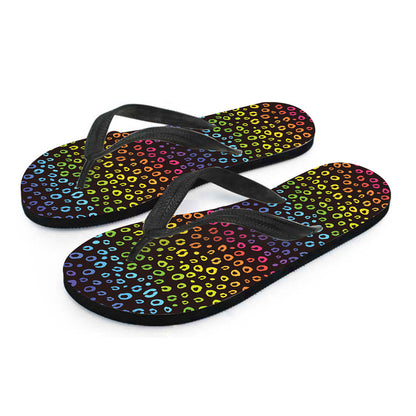 Rainbow Leopard Pattern Print Flip Flops