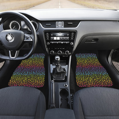 Rainbow Leopard Pattern Print Front and Back Car Floor Mats
