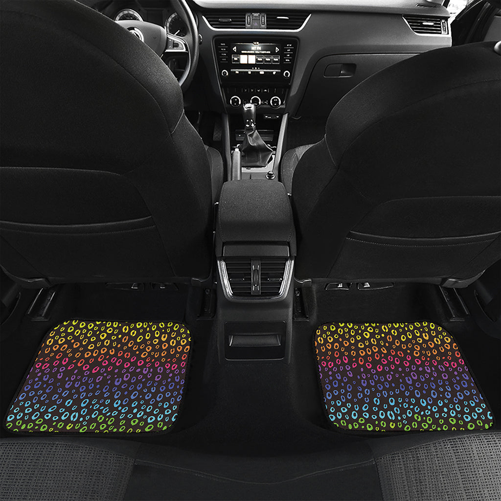 Rainbow Leopard Pattern Print Front and Back Car Floor Mats