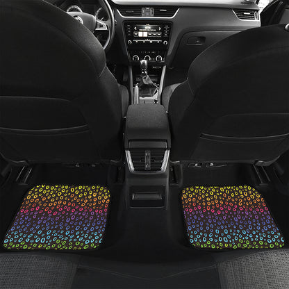Rainbow Leopard Pattern Print Front and Back Car Floor Mats