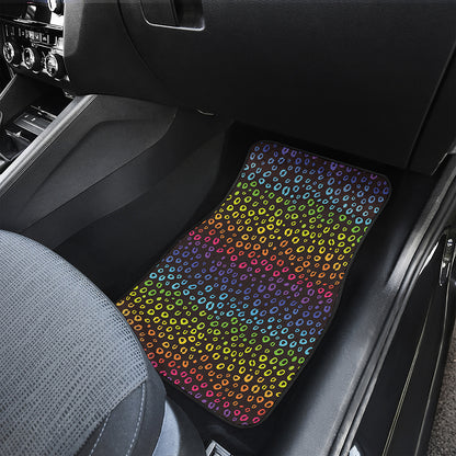 Rainbow Leopard Pattern Print Front and Back Car Floor Mats