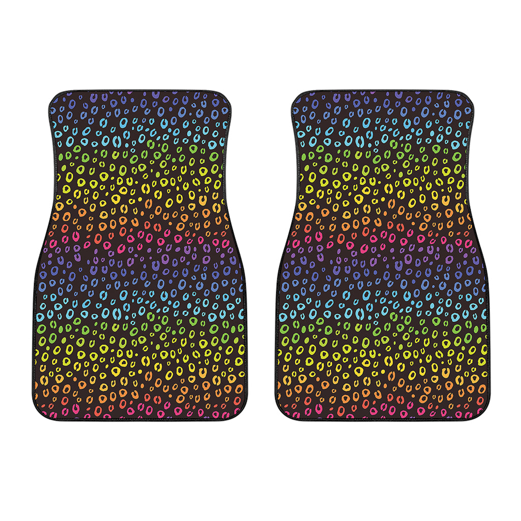 Rainbow Leopard Pattern Print Front Car Floor Mats