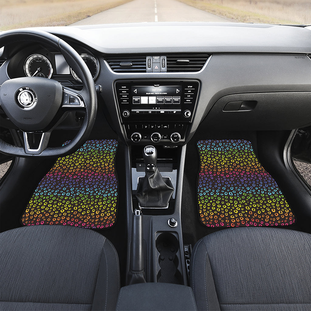 Rainbow Leopard Pattern Print Front Car Floor Mats