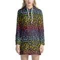 Rainbow Leopard Pattern Print Pullover Hoodie Dress