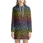 Rainbow Leopard Pattern Print Hoodie Dress