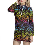 Rainbow Leopard Pattern Print Hoodie Dress