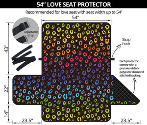 Rainbow Leopard Pattern Print Loveseat Protector