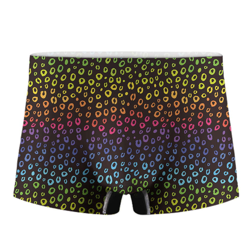 Rainbow Leopard Pattern Print Men's Boxer Briefs